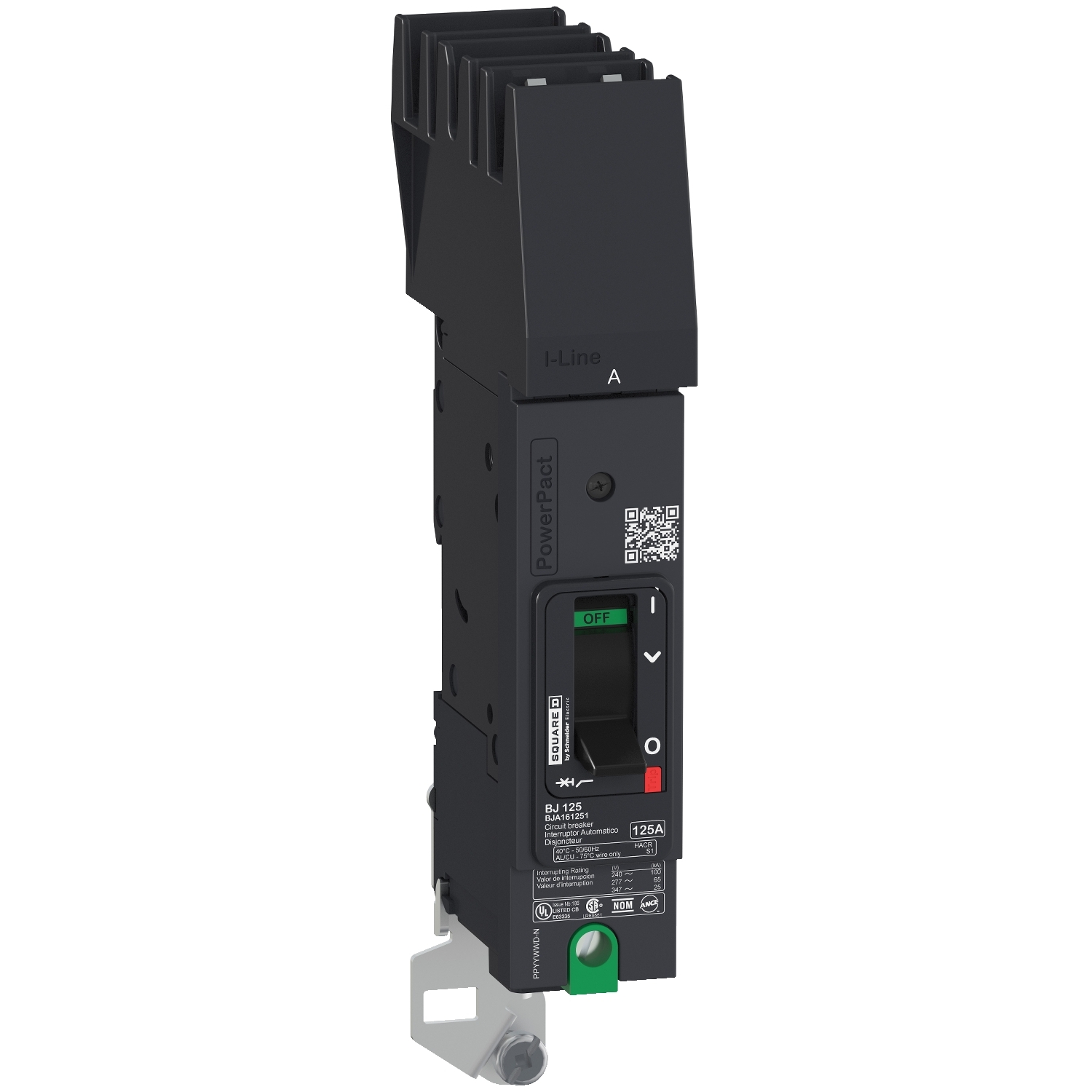 Schneider Electric Molded Case Circuit Breaker; 1-Pole; 15A; 600VAC/250VDC; 35kA @ 480VAC; I-Line; UL 489